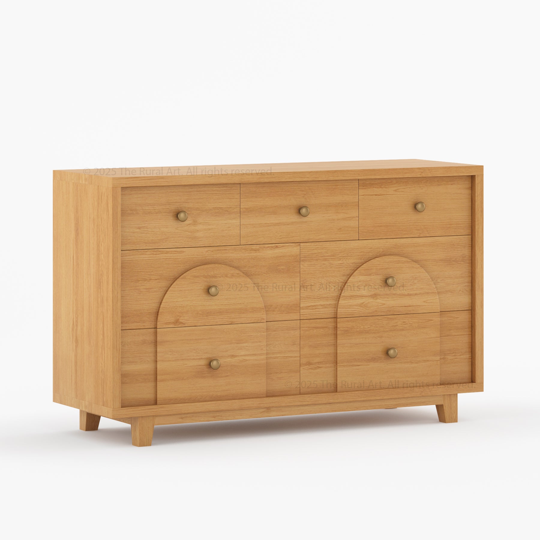 Livingston Solid Wood Dresser with Arched Front &amp; Brass Knobs