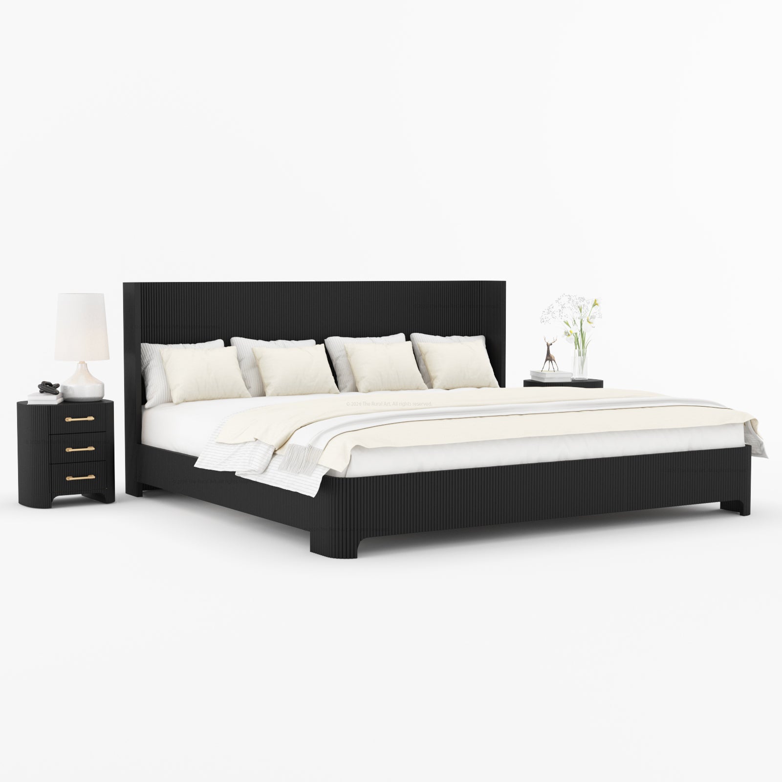 Bartow Modern Solid Wood Bedroom Set with Fluted Detailing