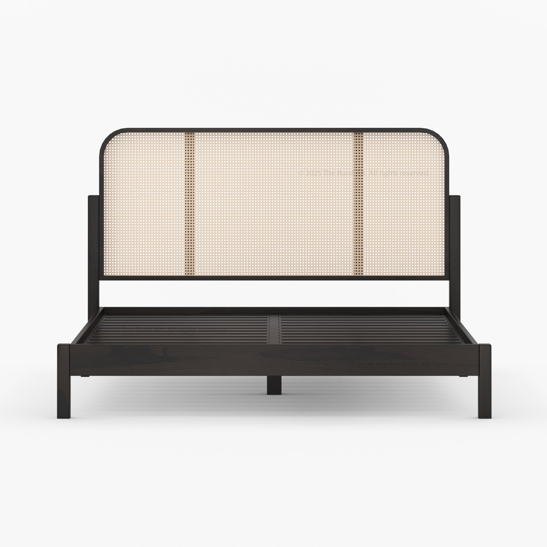 Davis Solid Wood Platform Bed with Cane Headboard
