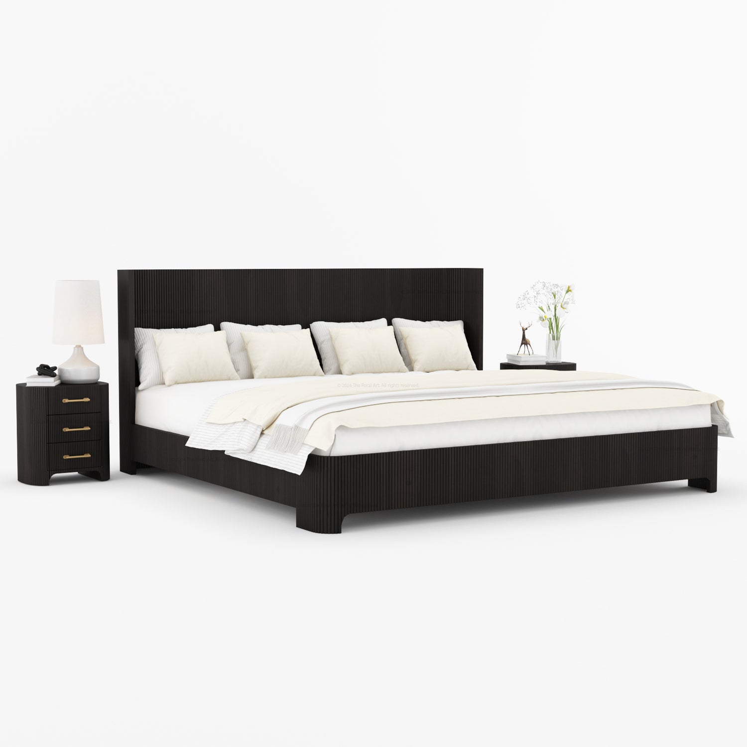 Bartow Modern Solid Wood Bedroom Set with Fluted Detailing