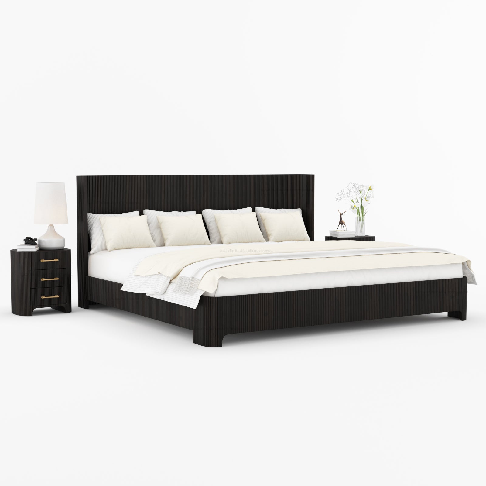 Bartow Modern Solid Wood Bedroom Set with Fluted Detailing