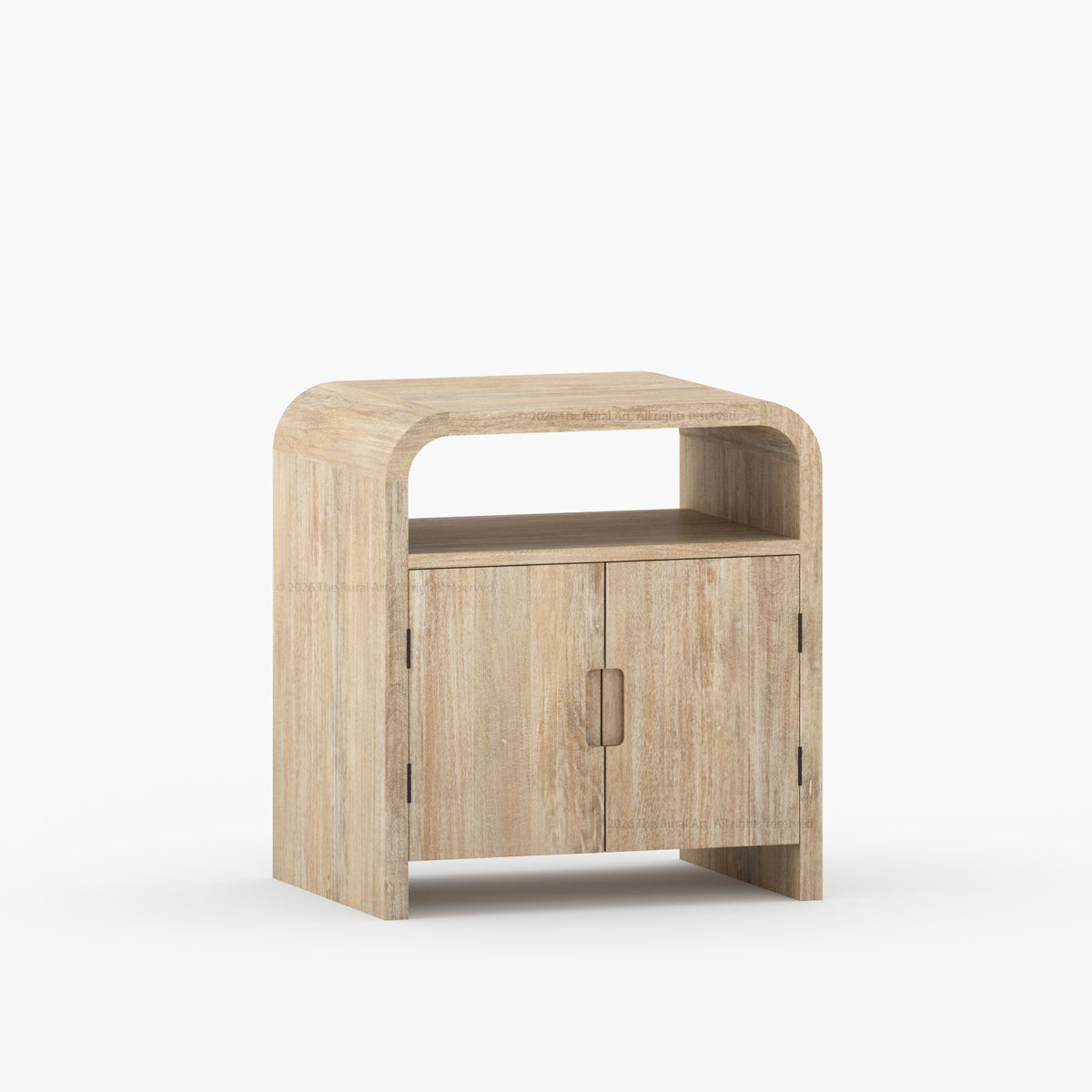 Chico Modern Solid Wood Two-Door Nightstand with Open Shelf