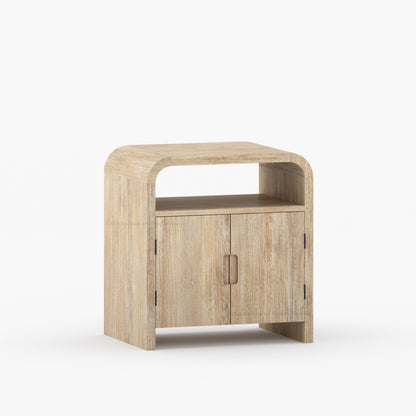 Chico Modern Solid Wood Two-Door Nightstand with Open Shelf