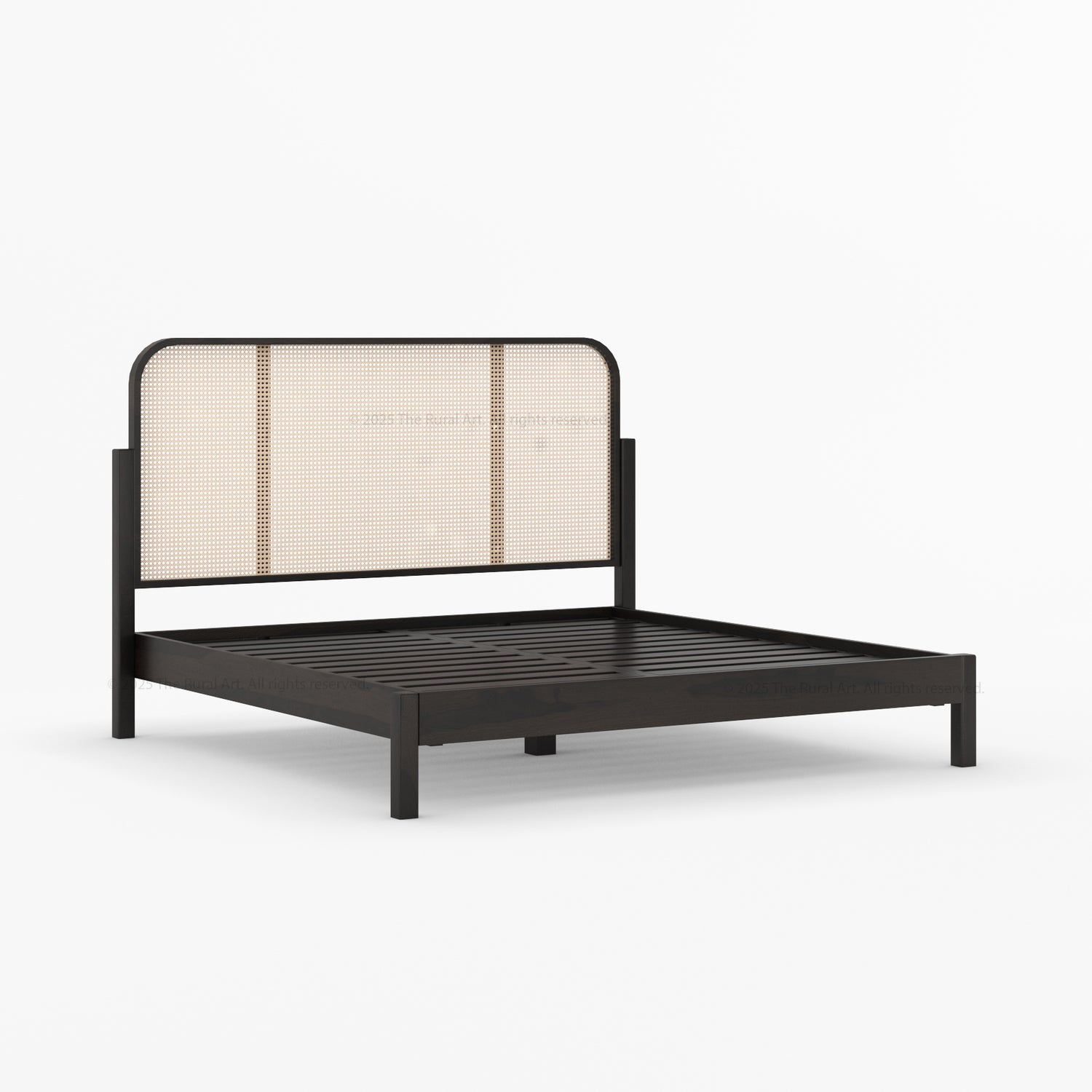 Davis Solid Wood Platform Bed with Cane Headboard