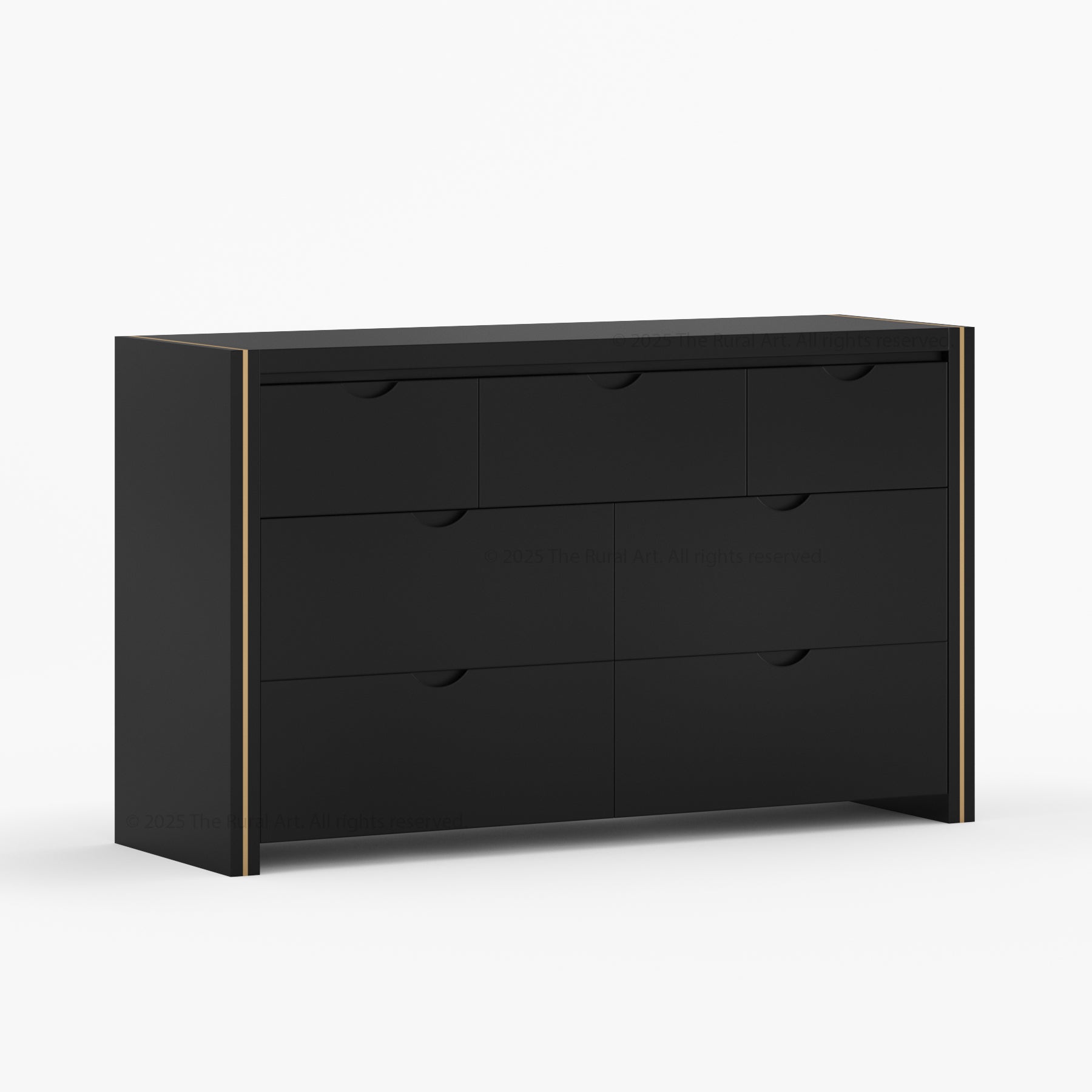 Branson Solid Wood Tall Dresser with Brass Inlay Accents