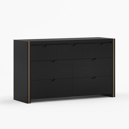 Branson Solid Wood Tall Dresser with Brass Inlay Accents