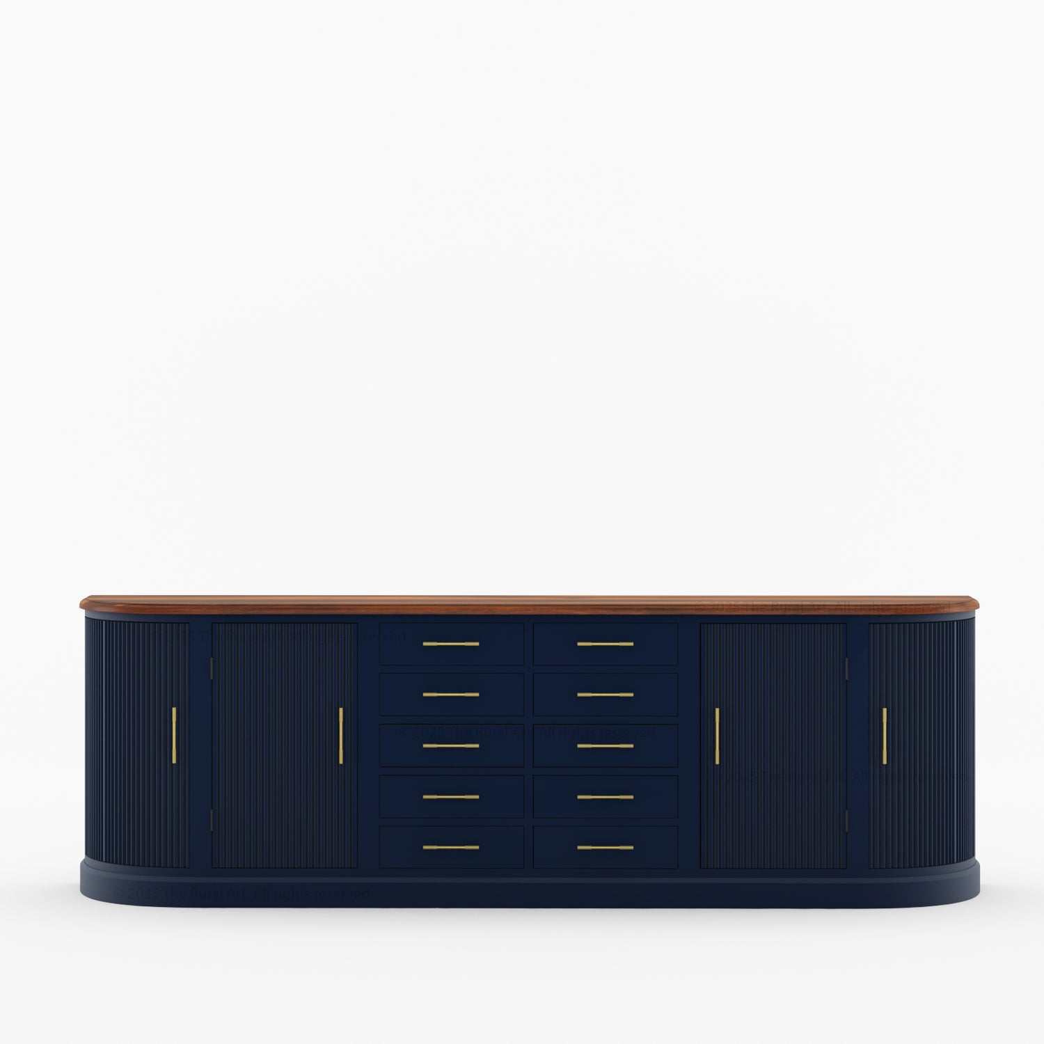 New York Large Sideboard Buffet 4 Fluted Doors &amp; 10 Drawers | Dual Tone