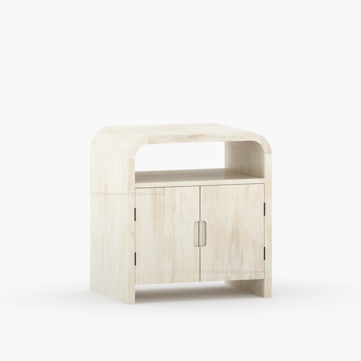 Chico Modern Solid Wood Two-Door Nightstand with Open Shelf