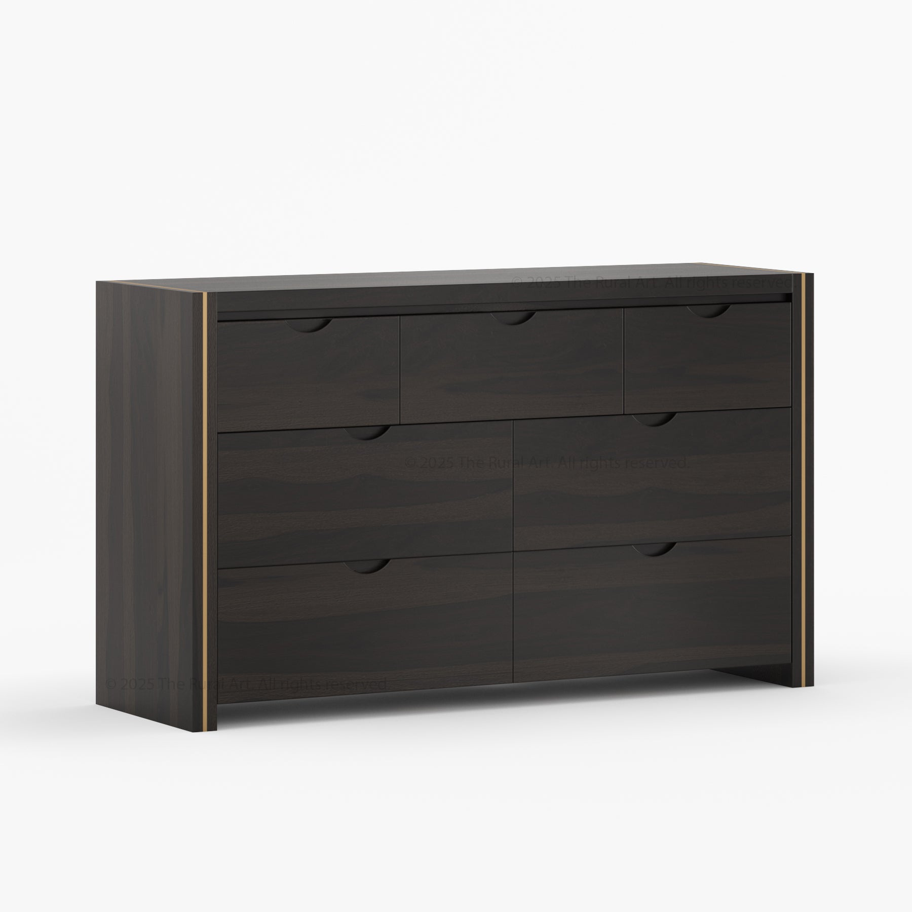Branson Solid Wood Tall Dresser with Brass Inlay Accents