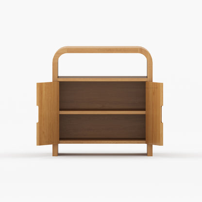 Chico Modern Solid Wood Two-Door Nightstand with Open Shelf