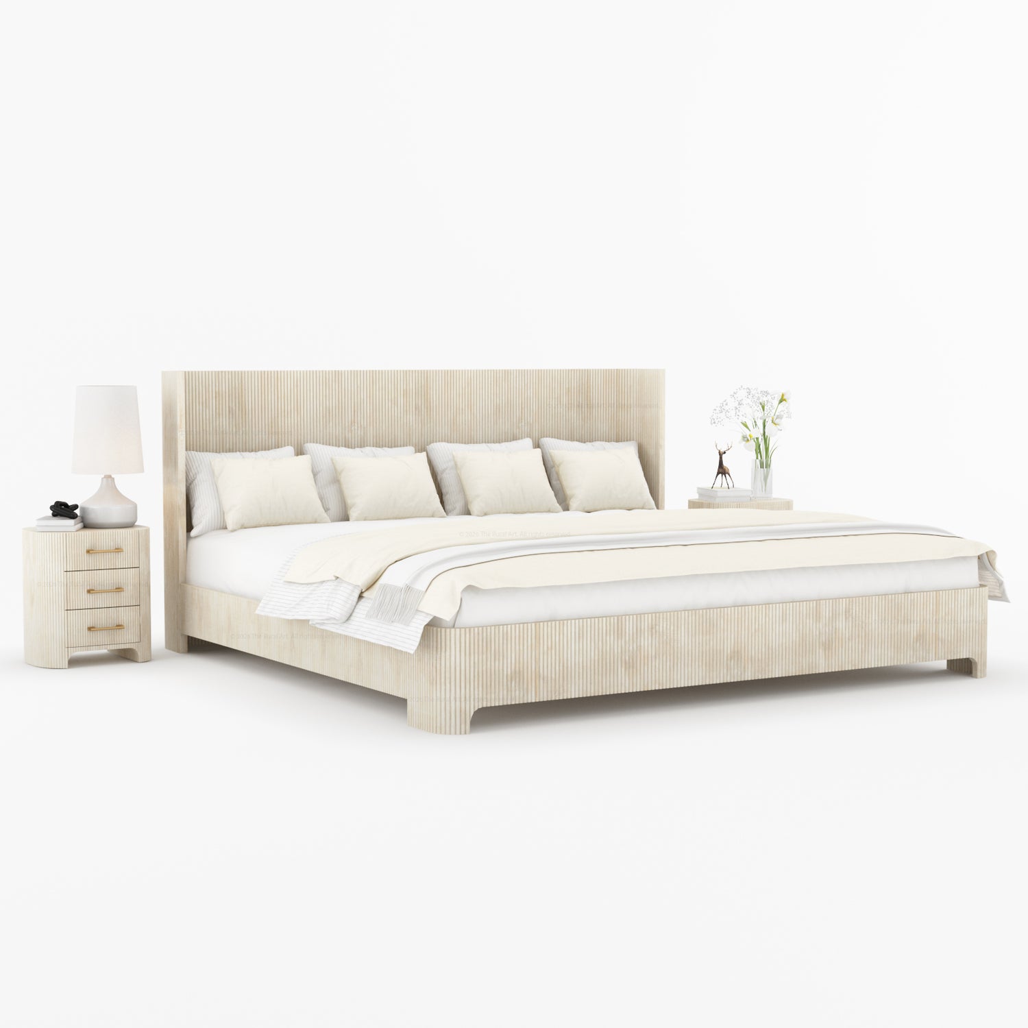 Bartow Modern Solid Wood Bedroom Set with Fluted Detailing