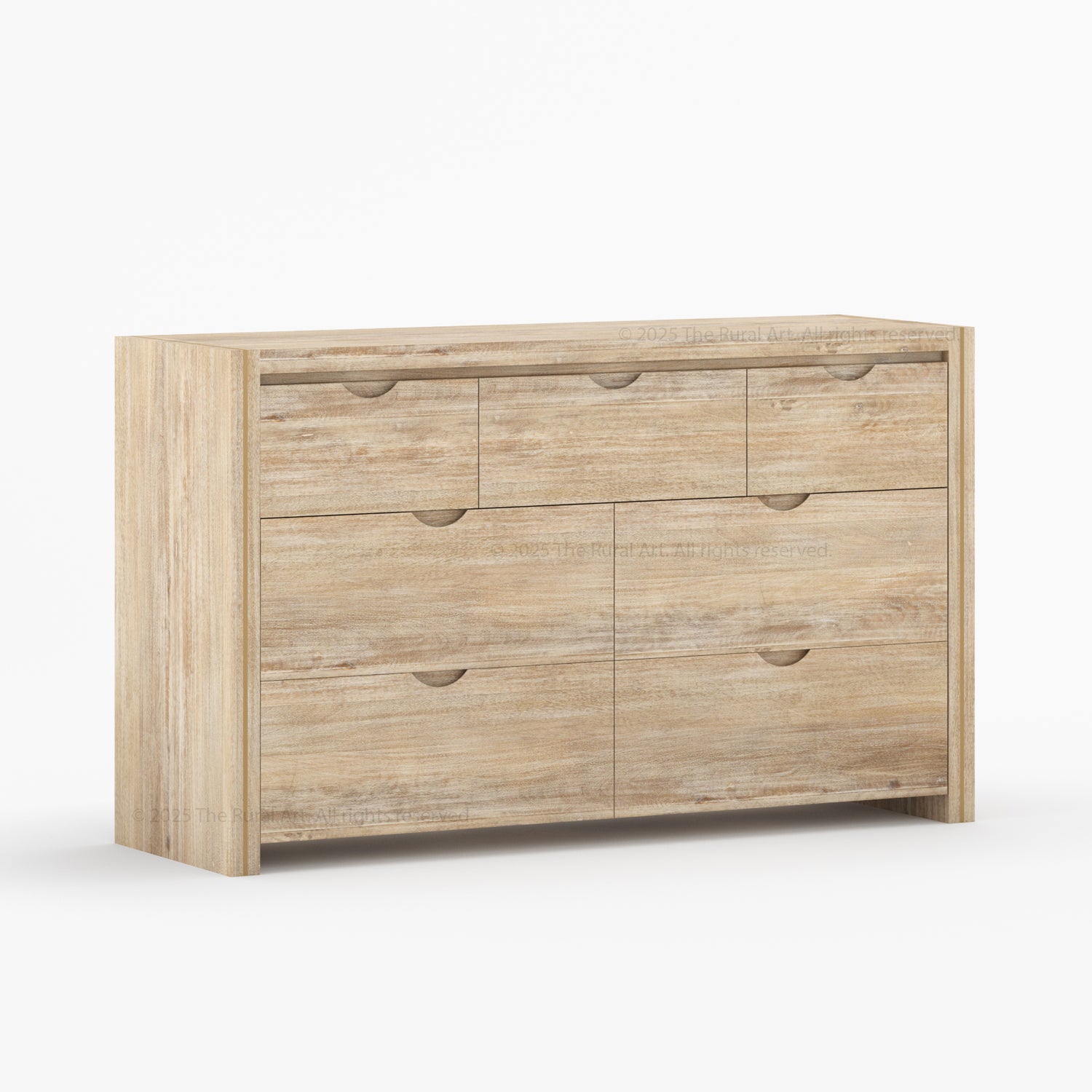 Branson Solid Wood Tall Dresser with Brass Inlay Accents