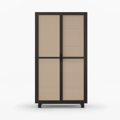 Davis Solid Wood Cane Wardrobe Armoire Cabinet
