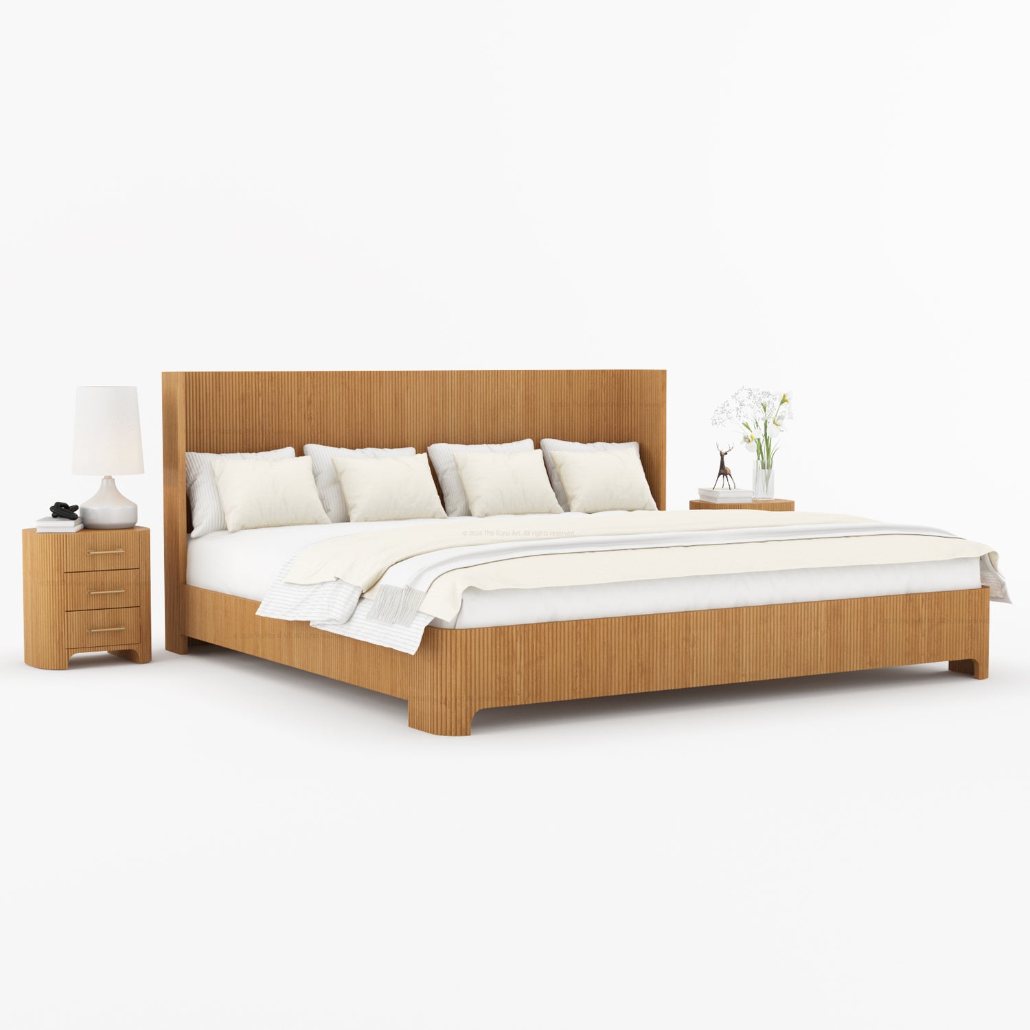 Bartow Modern Solid Wood Bedroom Set with Fluted Detailing