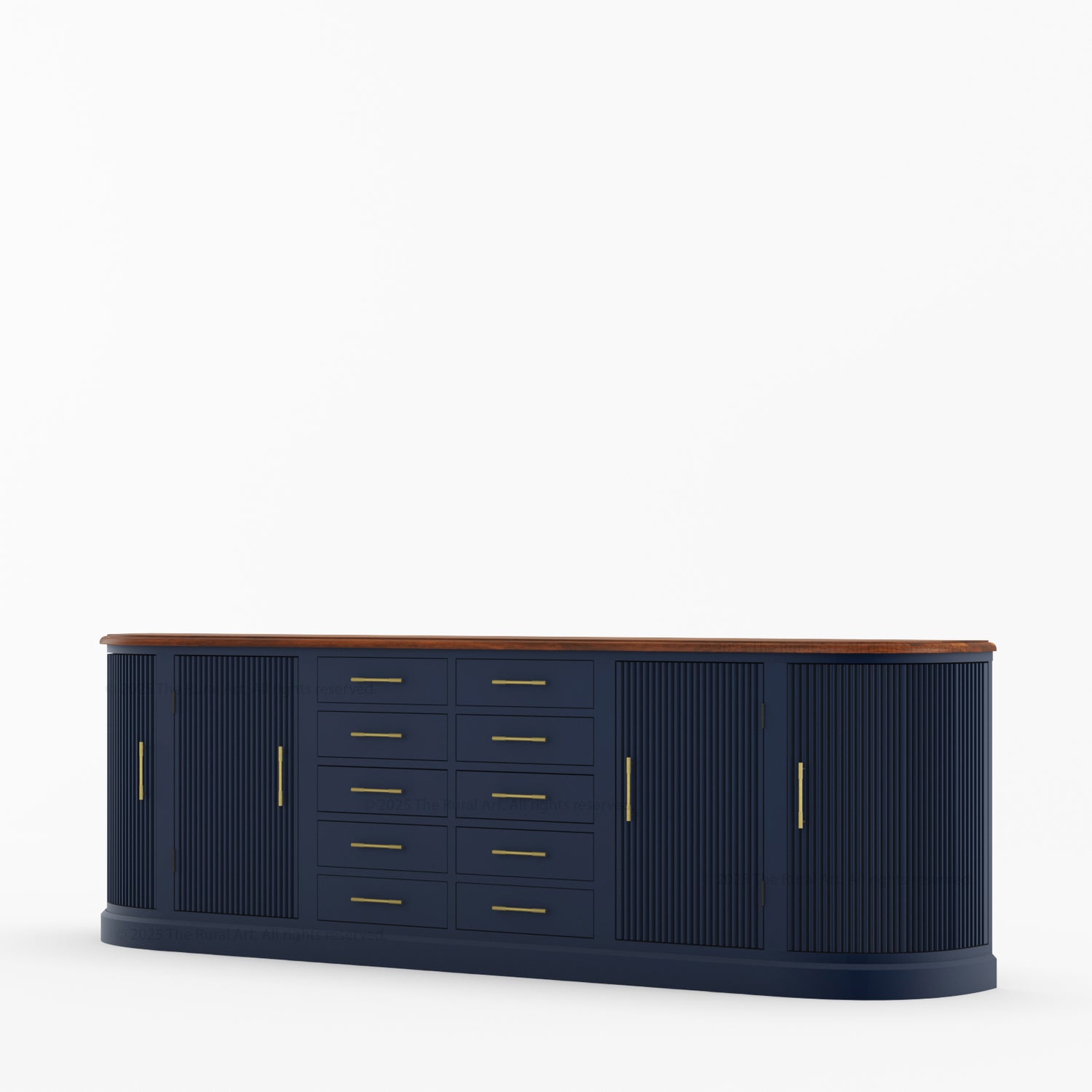 New York Large Sideboard Buffet 4 Fluted Doors &amp; 10 Drawers | Dual Tone