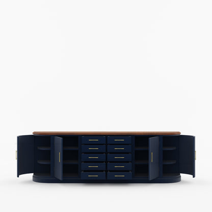 New York Large Sideboard Buffet 4 Fluted Doors &amp; 10 Drawers | Dual Tone
