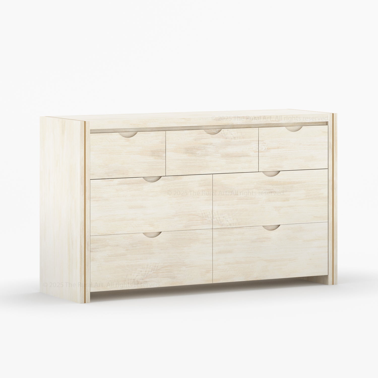 Branson Solid Wood Tall Dresser with Brass Inlay Accents