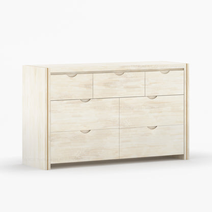 Branson Solid Wood Tall Dresser with Brass Inlay Accents