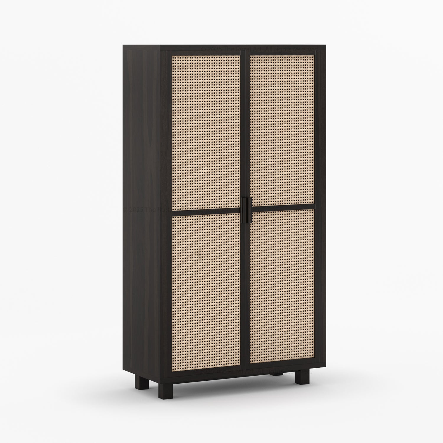 Hayward Solid Wood Cane Wardrobe Cabinet in Espresso Shade