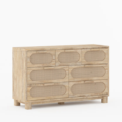 Davis Solid Wood Dresser with Woven Cane Details