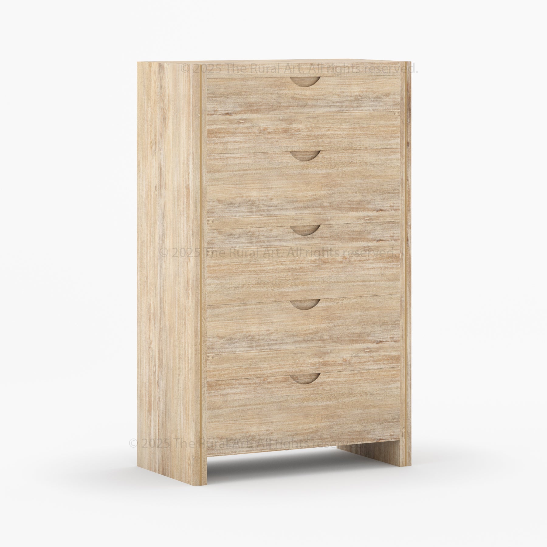 Branson Solid Wood Tall Dresser with Brass Inlay Accents