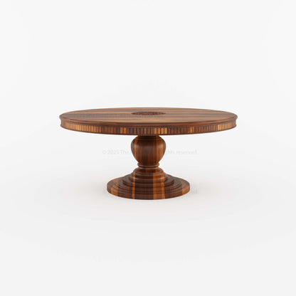 Jackson Teak Wood Round Pedestal Dining Table Fluted Edge Center Medallion
