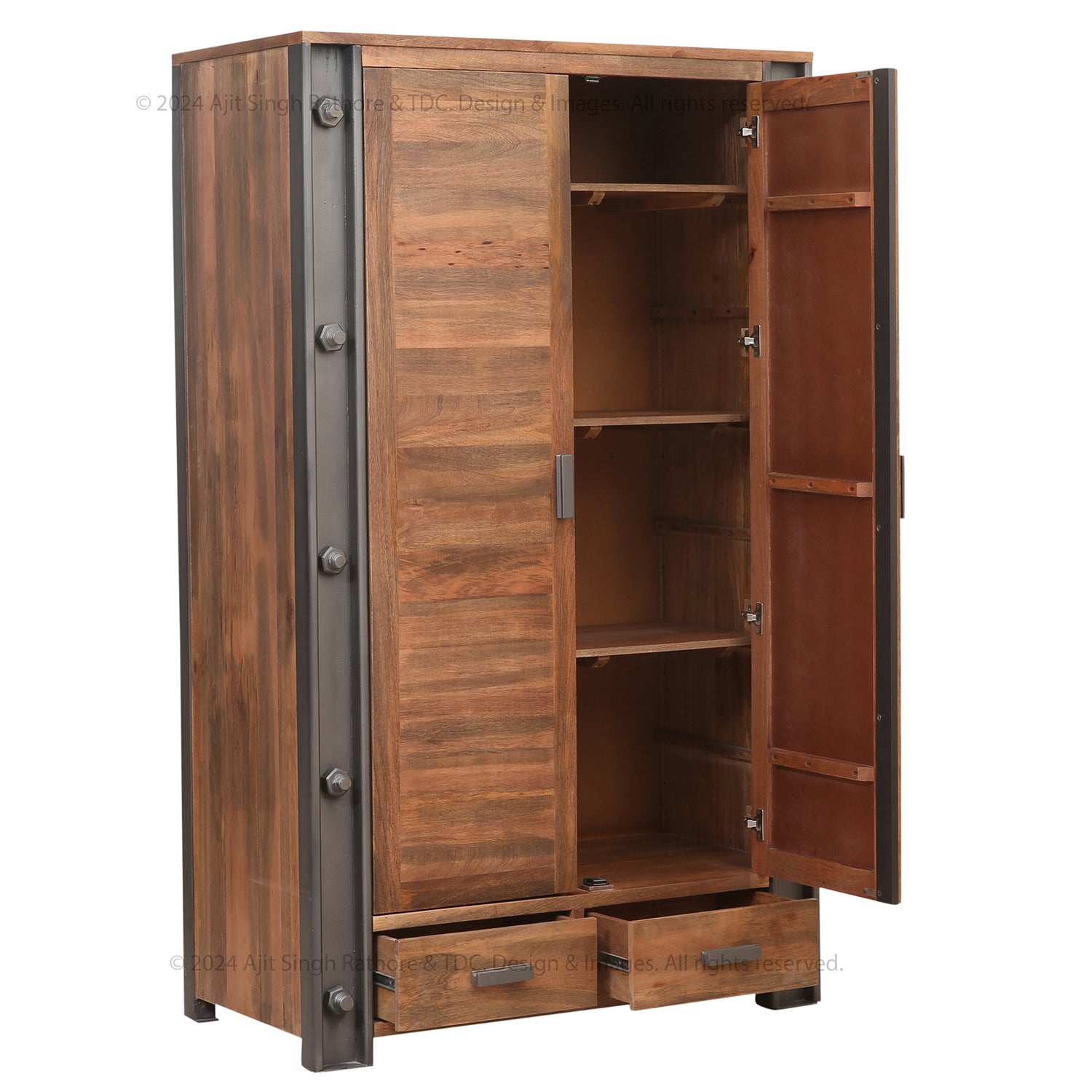 Montclair Industrial Rustic Solid Wood Armoire Wardrobe