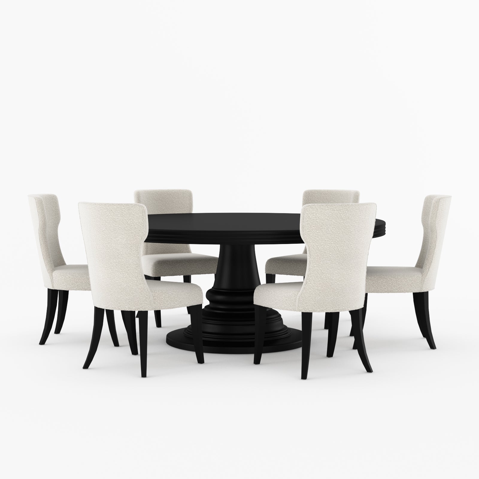 High Point Solid Wood Round Pedestal Dining Table &amp; Upholstered Chair Set