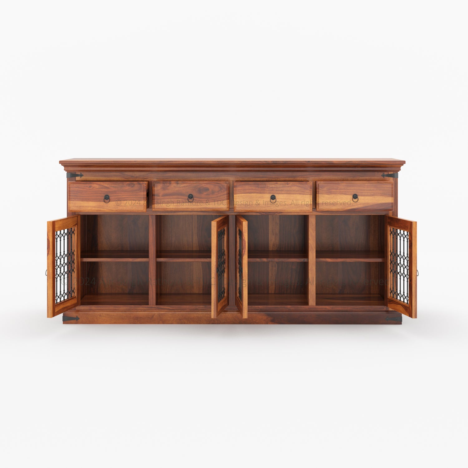 Naples Iron-Grid Solid Wood Buffet Sideboard