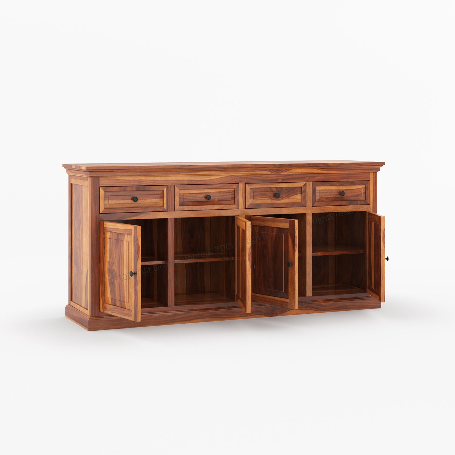 Sanford Solid Wood Buffet Sideboard with Drawers and Cabinets