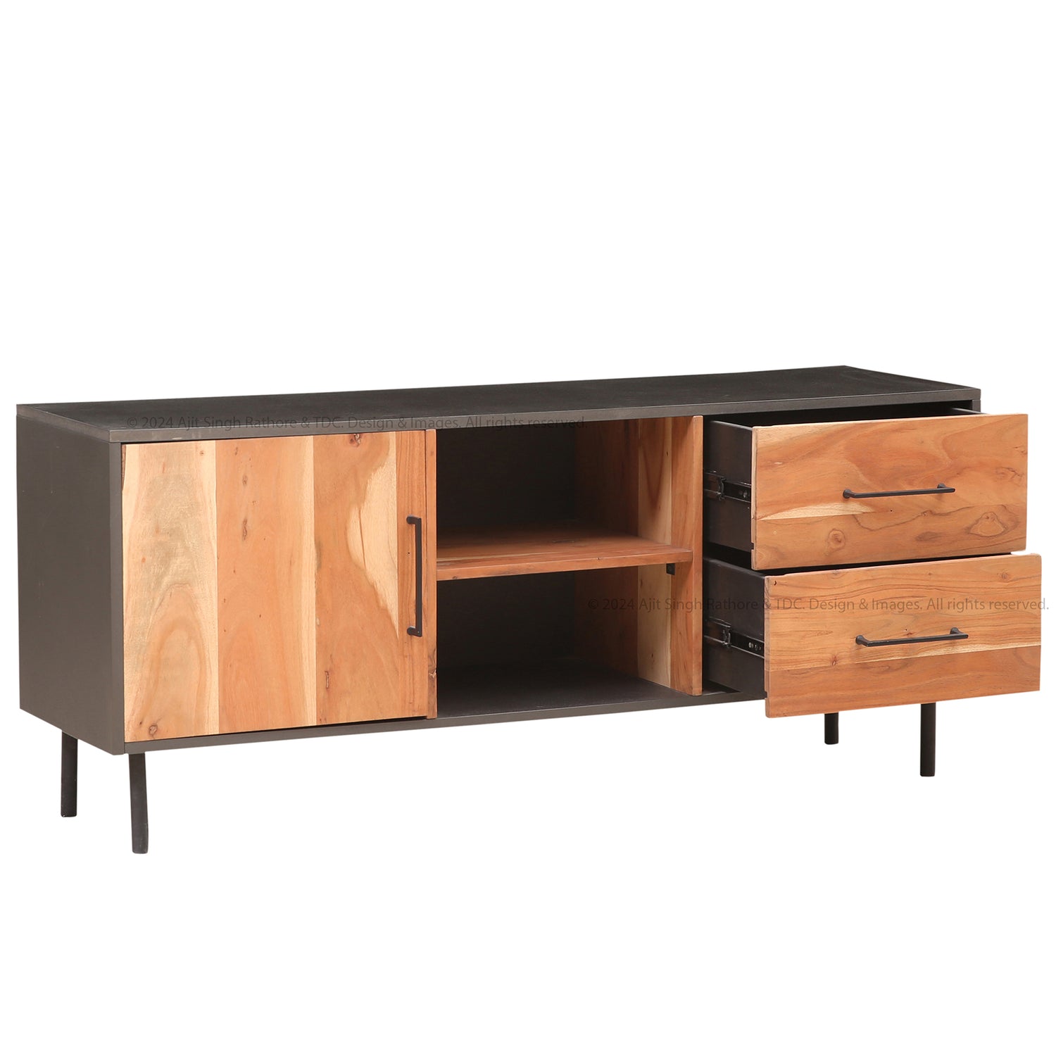 Industrial Charm Solid Wood TV Stand &amp; Media Console