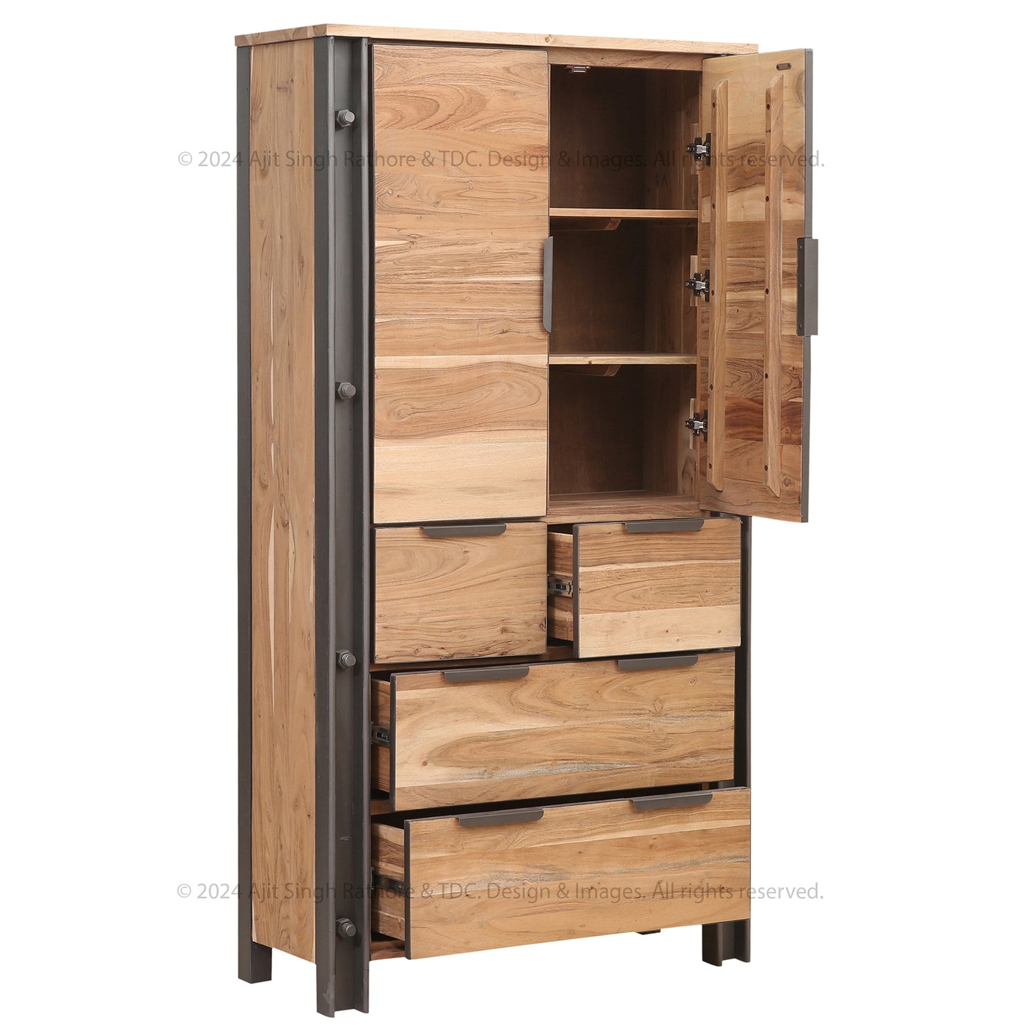 Montclair Solid Wood Industrial Charm Wardrobe