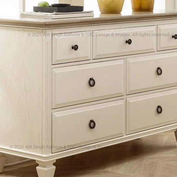 Nome Solid Wood 9-Drawer Dresser Vintage Farmhouse Storage Cabinet