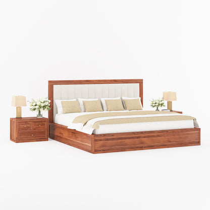 Seward Solid Wood Platform Bed with Boucle Upholstered Headboard
