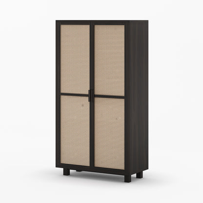 Davis Solid Wood Cane Wardrobe Armoire Cabinet