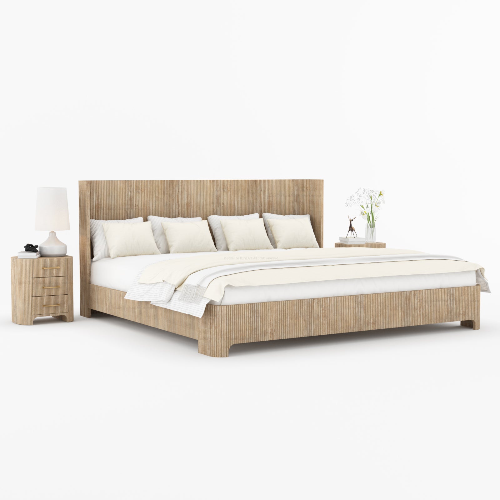 Bartow Modern Solid Wood Bedroom Set with Fluted Detailing