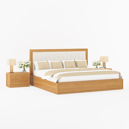 Seward Solid Wood Platform Bed with Boucle Upholstered Headboard