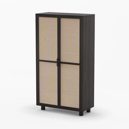 Davis Solid Wood Cane Wardrobe Armoire Cabinet