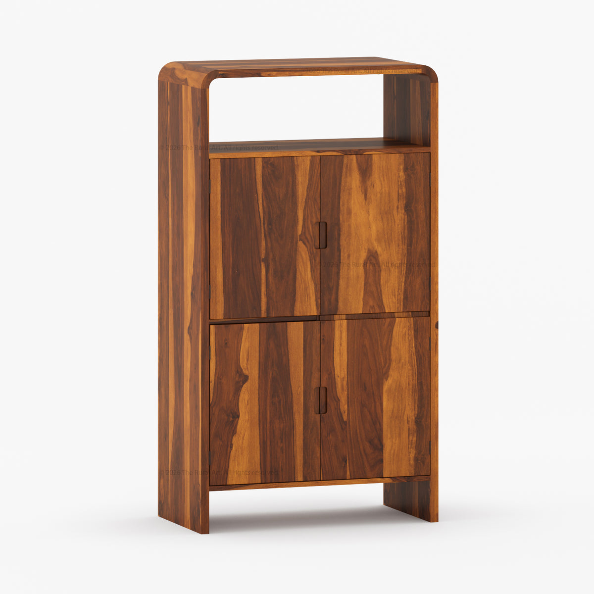 Chico Modern Solid Wood Four-Door Armoire with Open Display Shelf