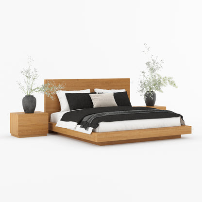 Kingston Modern Solid Wood Platform Bedroom Set with Nightstand, Dresser, Bench and Mirror