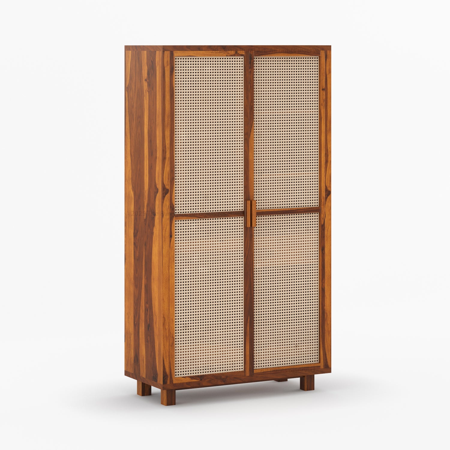 Davis Solid Wood Cane Wardrobe Armoire Cabinet