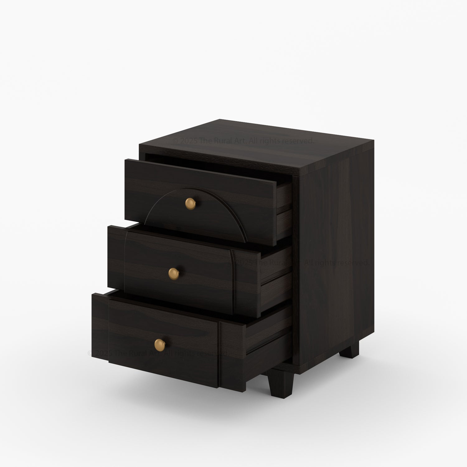 Livingston Solid Wood Nightstand with Arched Front &amp; Brass Knobs