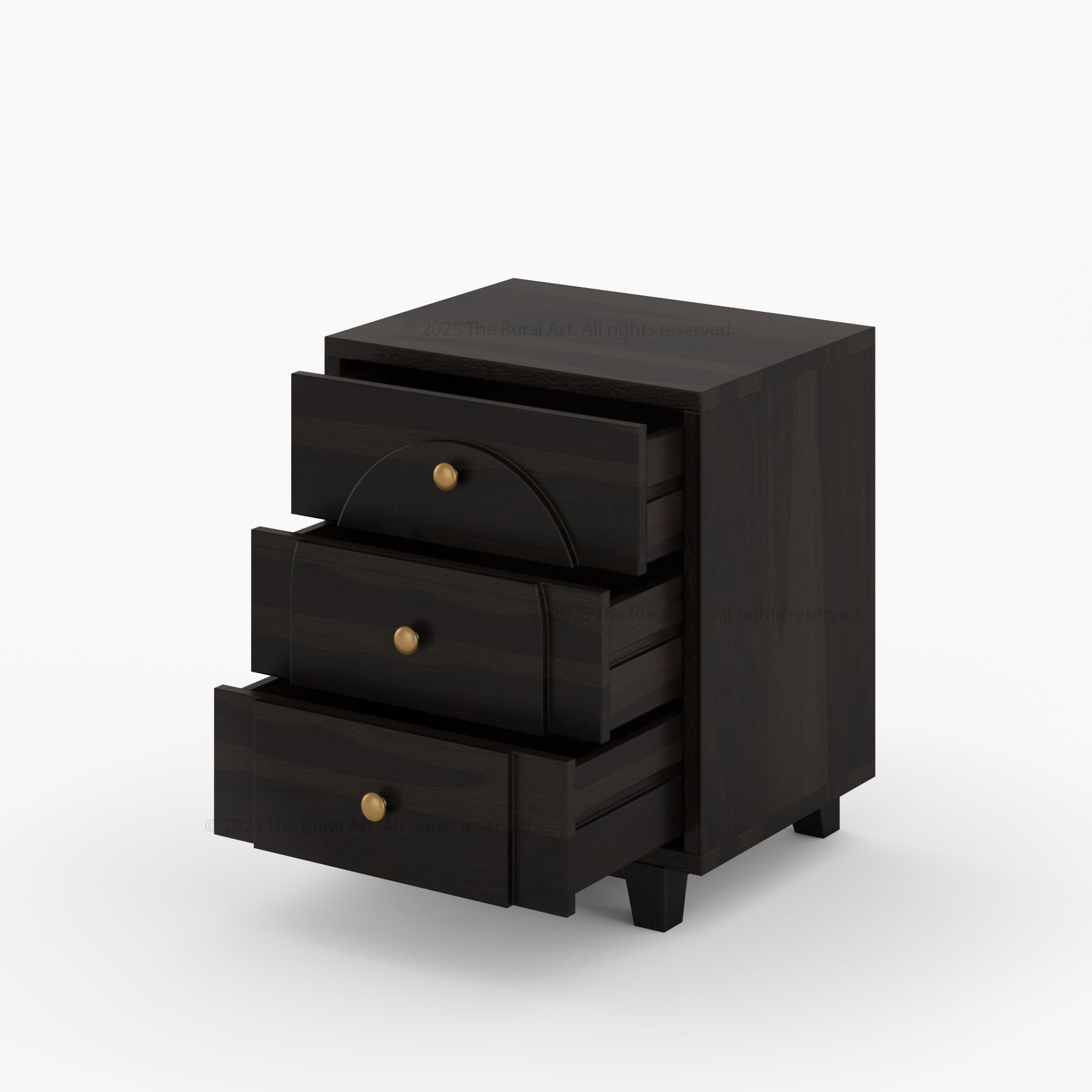 Livingston Solid Wood Nightstand with Arched Front &amp; Brass Knobs
