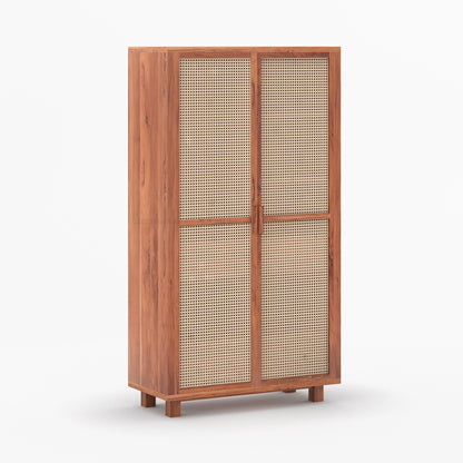 Davis Solid Wood Cane Wardrobe Armoire Cabinet