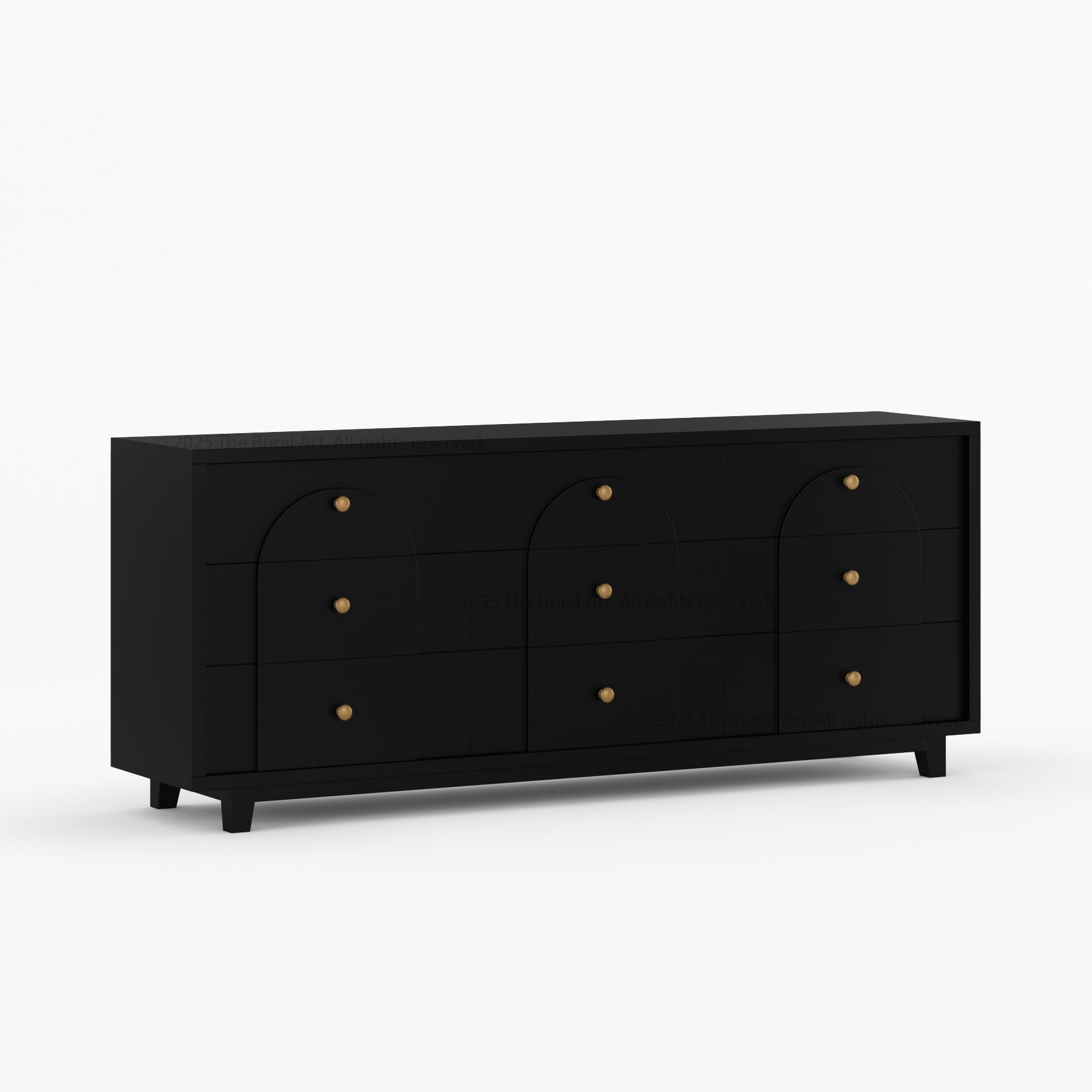 Livingston Solid Wood Dresser with Arched Front &amp; Brass Knobs