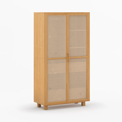Davis Solid Wood Cane Wardrobe Armoire Cabinet