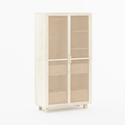 Davis Solid Wood Cane Wardrobe Armoire Cabinet