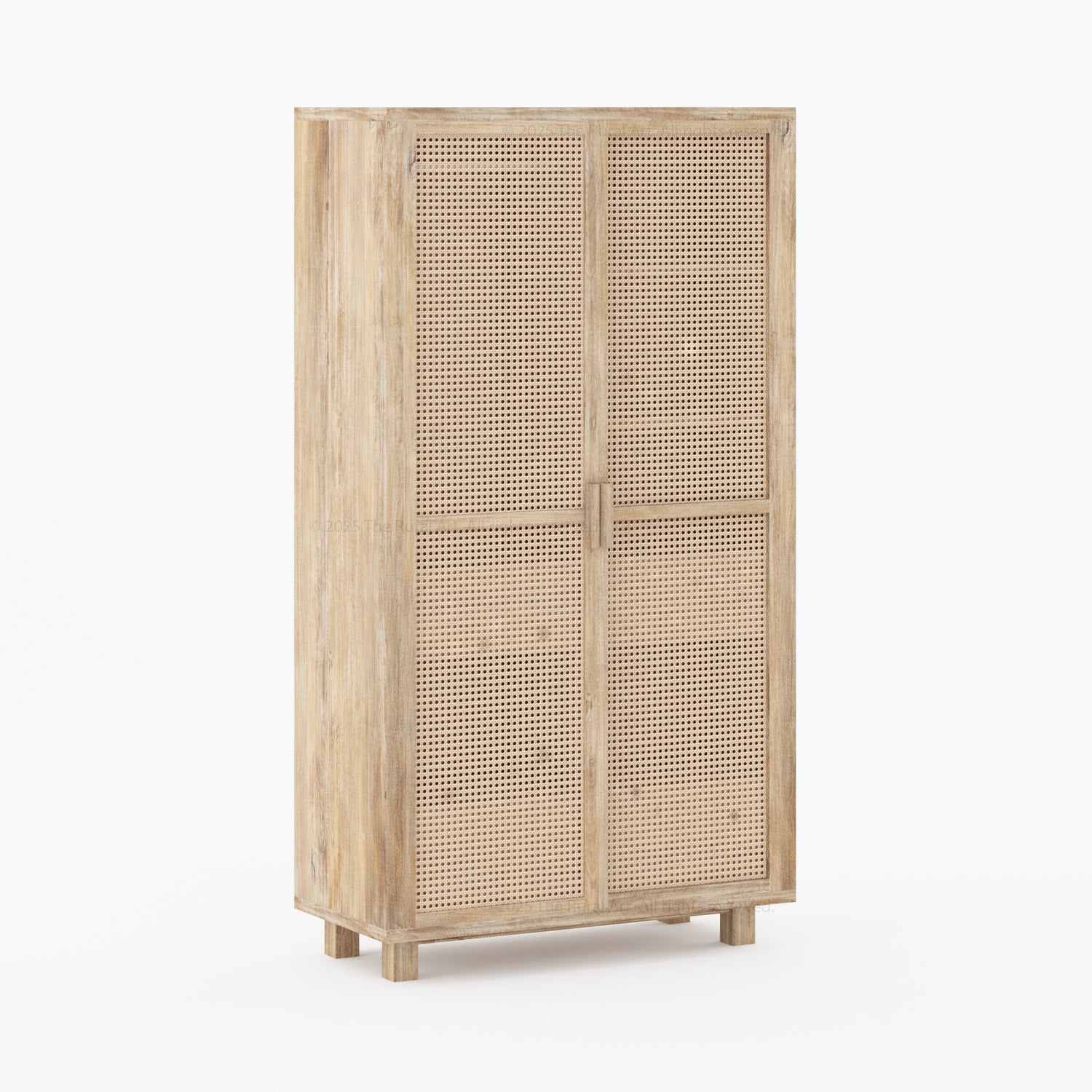 Davis Solid Wood Cane Wardrobe Armoire Cabinet