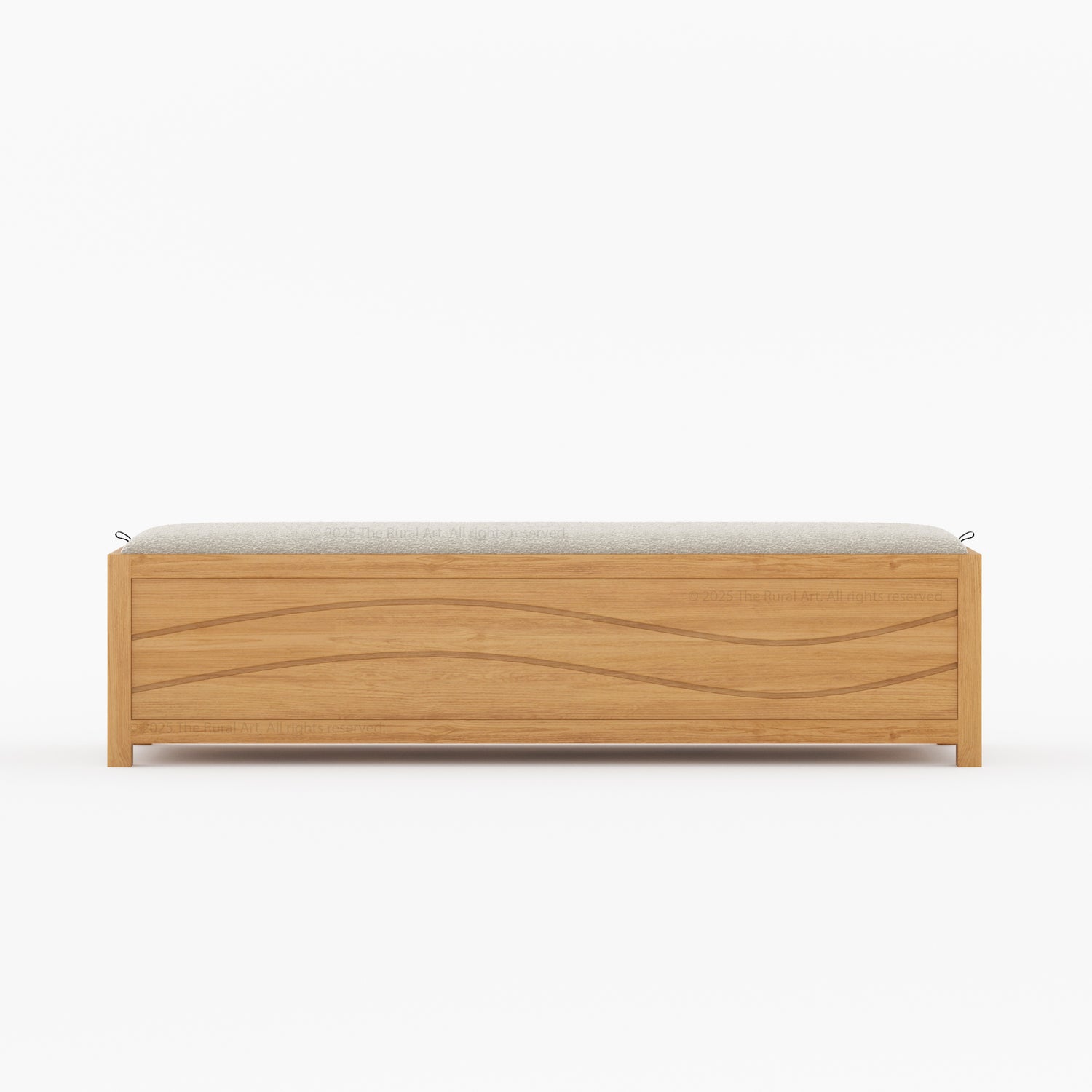 Seabrook Solid Wood Upholstered Bench with Wave-Carved Panel