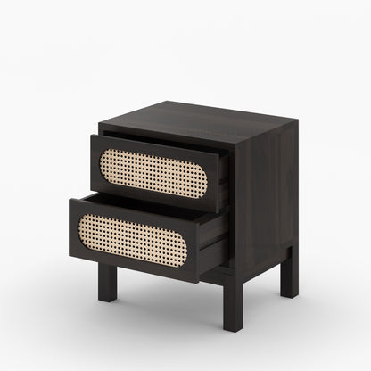 Davis Cane Front Solid Wood Nightstand